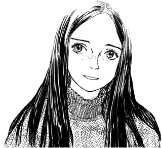 😀 8695a906 인물사진, 만화, 여자, 일러스트, 스웨터, 소녀 telegram sticker