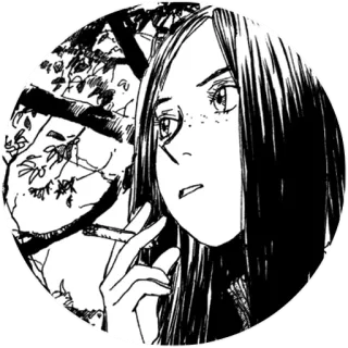 ◾️ b7427c45 흡연, 담배, 여자, 초상화, 일러스트, 흑백, 만화 스타일 telegram sticker