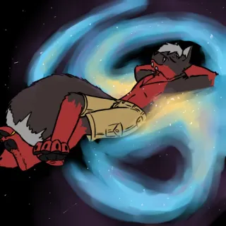 💤 455ea5a9 Furry, Anthro, Lobo, Galaxia, Relajado, Acostado, Dibujos animados, Espacio telegram sticker