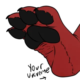 🌌 4901556b pata, peludo, animal, pie, garras, rojo, pata de animal, dibujos animados telegram sticker