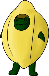 🍋 6eaf5cae limón, rana, dibujos animados, divertido, lindo, disfraz telegram sticker