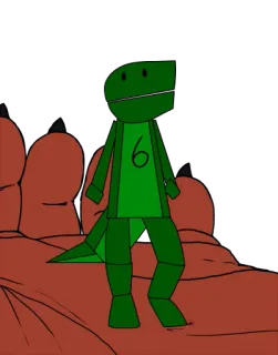 🍁 87c6504e lagarto, dibujo animado, personaje, verde, 6, arte digital telegram sticker