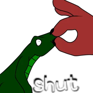 👌 91270500 shut caimán, cállate, deja de hablar, mano, animal, dibujos animados telegram sticker