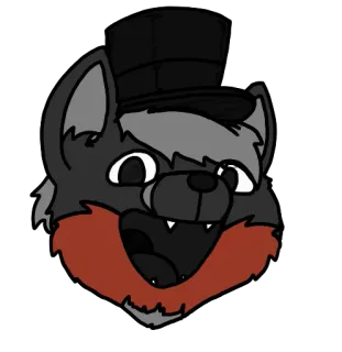 🦊 eab321ab animal, lobo, furry, dibujos animados, sombrero de copa, sonrisa, antro telegram sticker