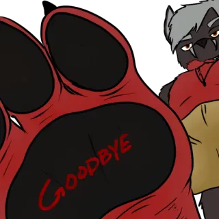 👋 f509c5ad GOODBYE Furry, Pata, Adiós, Dibujo animado, Animal, Personaje telegram sticker