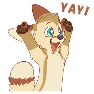 😄 1504fd97 YAY! 可爱, 卡通, 动物, 雪貂, 快乐, 庆祝, 开朗, 兴奋 telegram sticker