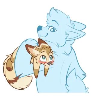 😍 16dc1e84 动物, 狗, 耳廓狐, 卡通, 朋友, 可爱, 拥抱 telegram sticker