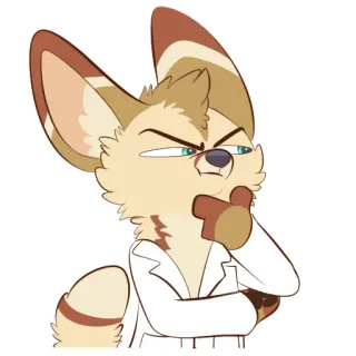 🤔 22e76a29 兽人, 狐狸, 科学家, 思考, 卡通, 拟人 telegram sticker