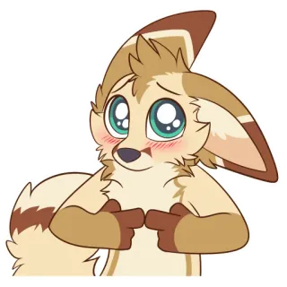 🥺 4002def4 兽人, 耳廓狐, 可爱, 害羞, 指点 telegram sticker