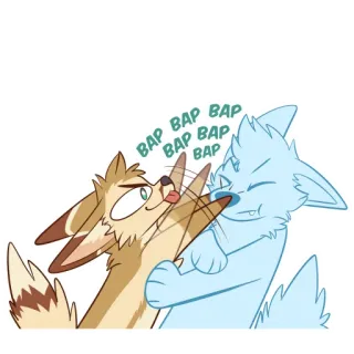 😾 498e4d8d BAP BAP BAP BAP BAP 动物, 狐狸, 舔, 狗, 卡通, 可爱, 顽皮 telegram sticker