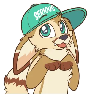 🤠 5f325d38 SERIOUS 卡通, 动物, 帽子, 毛茸茸, 严肃 telegram sticker