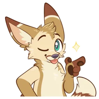 😉 76ec5af9 兽人, 狐狸, 卡通, 可爱, 动物, 拟人, 眨眼 telegram sticker