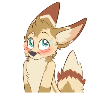 😳 7f7ac354 狐狸, 兽人, 动物, 卡通, 可爱, 流汗, 脸红 telegram sticker