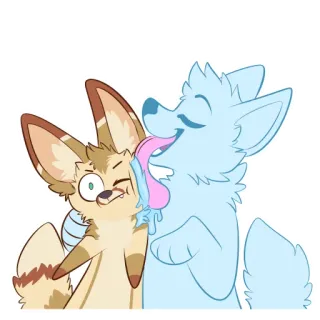 😘 85ef57d3 动物, 舔, 狐狸, 狼, 卡通, 兽人 telegram sticker