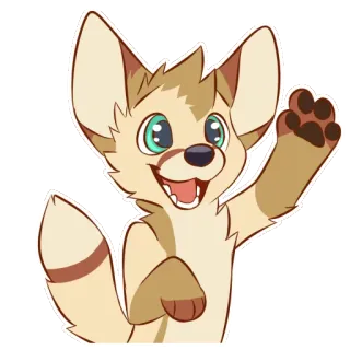 🖐 8e2661cd 兽人, 卡通, 动物, 可爱, 友善, 狗, 耳廓狐, 挥手 telegram sticker