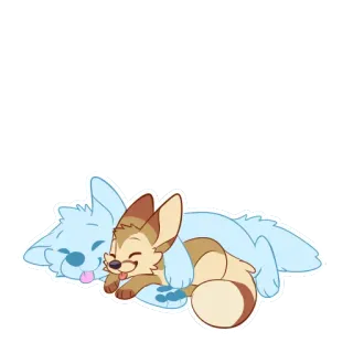👨‍❤️‍👨 aaf64dbc 狐狸, 睡觉, 可爱, 动物, 卡通, 狗, 友谊 telegram sticker