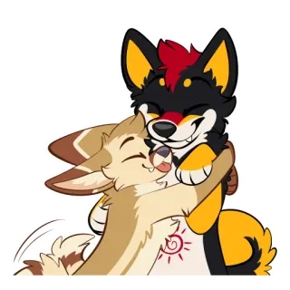 🤗 c6b96676 兽人, 卡通, 动物, 可爱, 拥抱, 角色, 友善 telegram sticker
