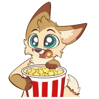 🍿 d22152b4 卡通, 狐狸, 爆米花, 动物, 可爱, 观看 telegram sticker