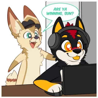 🎩 d2bd4d1f ARE YA WINNING, SUN? 兽迷, 狗, 动物, 游戏, 网络迷因 telegram sticker