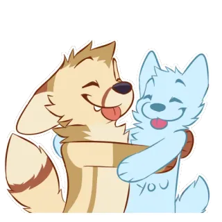 🤗 d9e77d97 狗, 友谊, 卡通, 拥抱, 可爱, 动物 telegram sticker