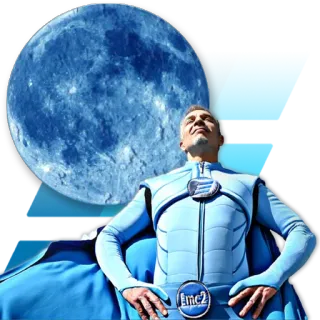 🌕 040b68a4 Emc2 supereroe, luna, blu, mantello, scienza telegram sticker