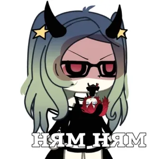 🤗 0e9ef4fc ням ням gadis anime, tanduk iblis, imut, Gacha Club, makan telegram sticker