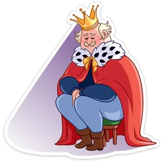 😞 0b46a795 vua, vương miện, hoàng gia, buồn, hoạt hình, nhân vật telegram sticker