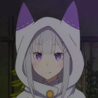 🦕 02fe5220 Emilia Re:Zero − Starting Life in Another World anime, female, girl, cat ears, cute telegram sticker