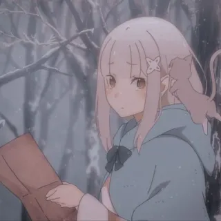 🦕 b57f2255 anime, girl, book, winter, cat telegram sticker