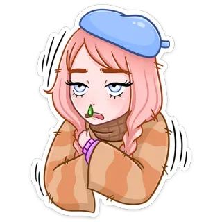 🥶 1ae873b0 病気, インフルエンザ, 風邪, 体調不良, 頭痛, 熱, 具合悪い telegram sticker
