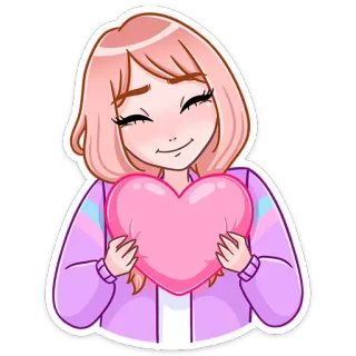 ❤️ fb692789 女の子, アニメ, ハート, ピンク, 漫画, 愛, かわいい telegram sticker