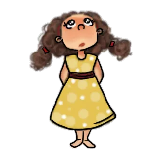 🙄 d9a46302 chica, dibujos animados, vestido, linda, ilustración, niño telegram sticker
