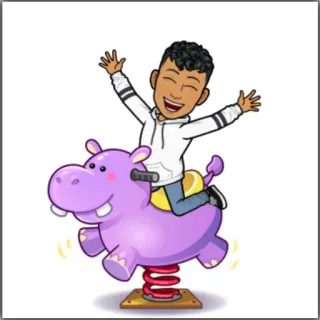 🥳 340f9197 bitmoji, 卡通, 河马, 摇摇乐, 快乐, 孩子, 乐趣 telegram sticker