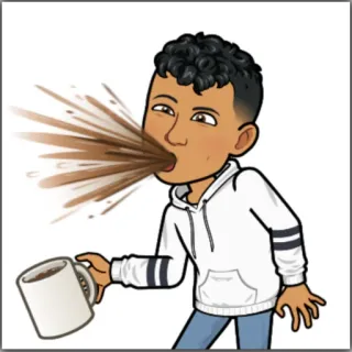 🤨 6d4ba47a bitmoji, 咖啡, 吐, 饮料, 卡通 telegram sticker