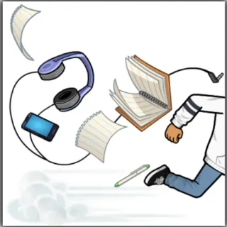 🤯 a195c4b1 学校, 跑步, 笔记本, 学生, 耳机, 丢失, 教育 telegram sticker