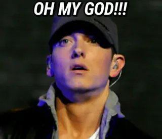 😮 19b0d534 Eminem OH MY GOD!!! Eminem, แร็ปเปอร์, โอ้พระเจ้า, ตกใจ, คนดัง, เพลง telegram sticker
