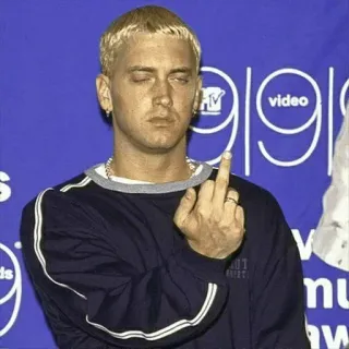 🤑 14d092f2 Eminem Eminem, dedo do meio, ofensivo, música, cantor telegram sticker