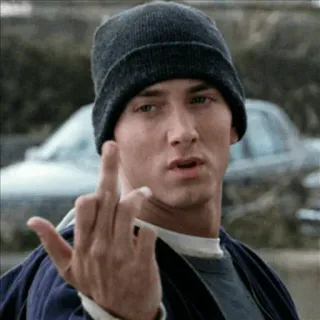 ☹️ 2b76e52b Eminem Eminem, dedo do meio, rapper, ofensivo, gesto, música telegram sticker