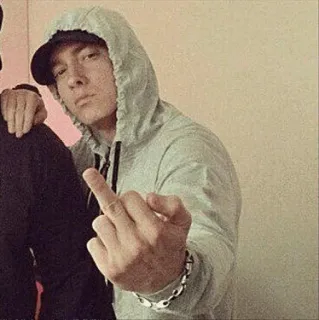 😏 c7d9b68f Eminem Eminem, rapper, dedo do meio, ofensivo telegram sticker