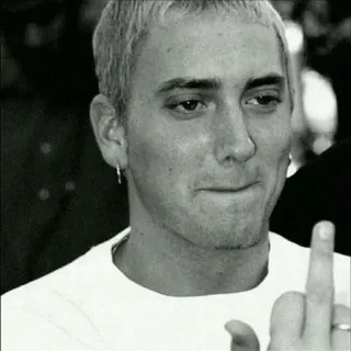 ☹️ f6853a09 Eminem Eminem, Dedo do meio, Rapper, Gesto ofensivo telegram sticker