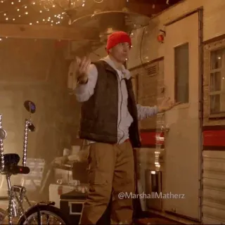 ✨ 2d64a6ee Eminem @MarshallMatherz rapper, nhạc sĩ, người đàn ông, mũ beanie đỏ telegram sticker