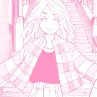 ☁️ a76764ea wanita, gadis, merah muda, ceria, ilustrasi, kartun telegram sticker