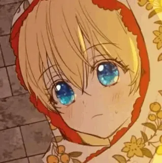 🎀 2536e133 garota anime, cabelo loiro, olhos azuis, fofa, moletom com capuz, retrato telegram sticker