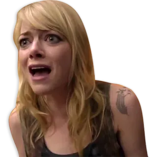 😫 e9bbb7c8 wanita, rambut pirang, ekspresi, terkejut, khawatir, wajah, stiker whatsapp sticker