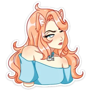 😂 0e6eb238 ragazza gatto, anime, illustrazione, orecchie da gatto, cartone animato, carino, femmina, donna telegram sticker
