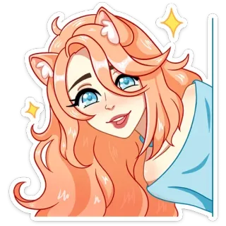 ☺️ be90a394 cartone animato, orecchie da gatto, anime, ragazza, adesivo, kawaii telegram sticker