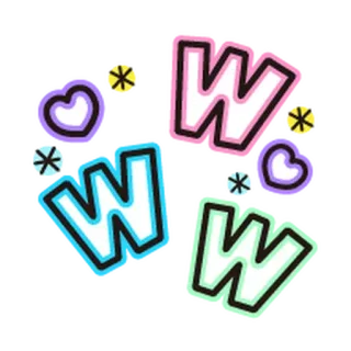 ❤️ b7044e90 W huruf, W, hati, stiker, kartun, imut telegram sticker