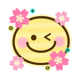 🌸 f377d05b emoji, smiley, fiore, rosa, giallo, occhiolino whatsapp sticker