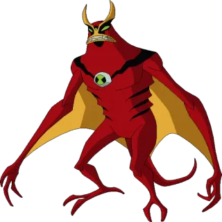 🤗 068133c5 Jetray Ben 10 Cartoon, Alien, Rot, Flügel, Jetray, Ben 10 telegram sticker