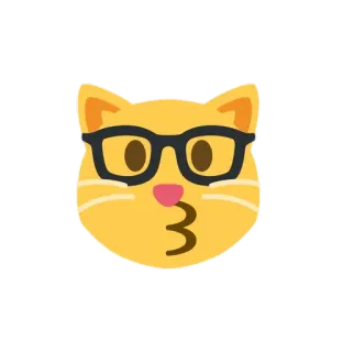 😽 6103ea59 고양이, 이모지, 안경, 너드, 키스 telegram sticker